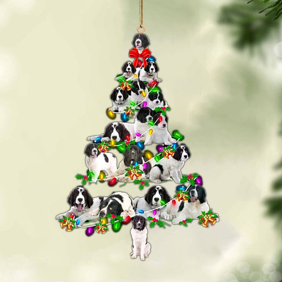 Godmerch- Ornament- Landseer-Christmas Tree Lights-Two Sided Ornament, Happy Christmas Ornament, Car Ornament