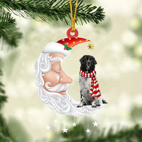 Landseer Newfoundland With Santa Christmas Ornament Dog Christmas Ornament