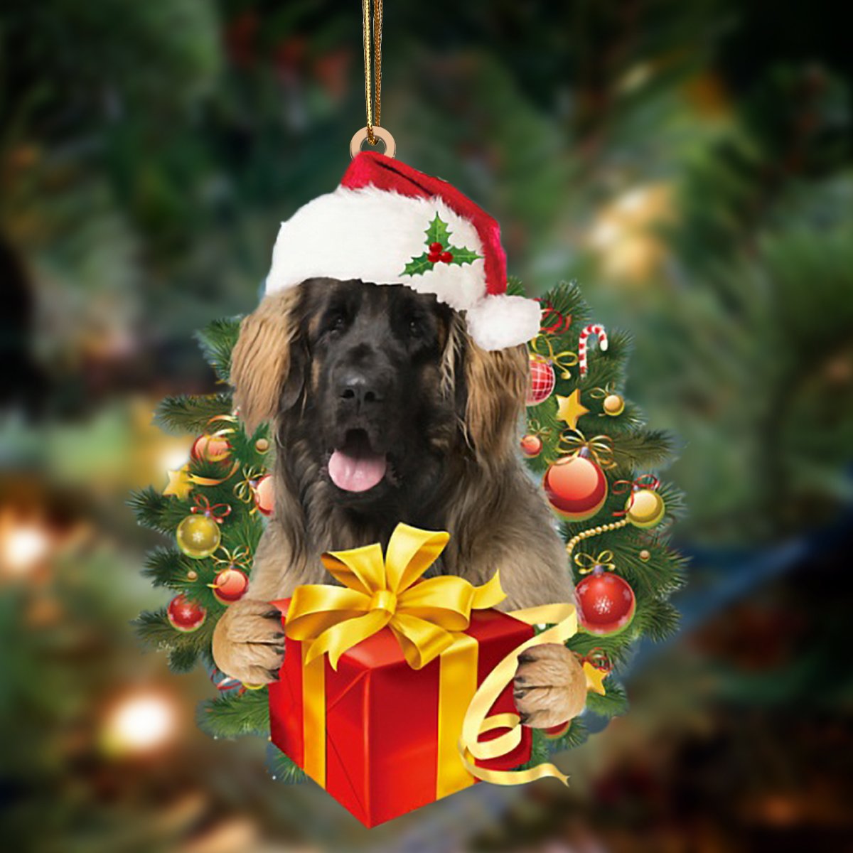 Leonberger-Dogs Give Gifts Hanging Ornament