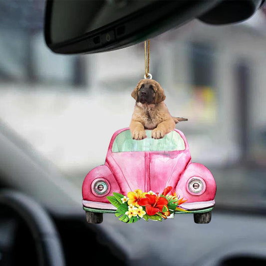 Leonberger-Pink Hippie Car-Two Sided Ornament