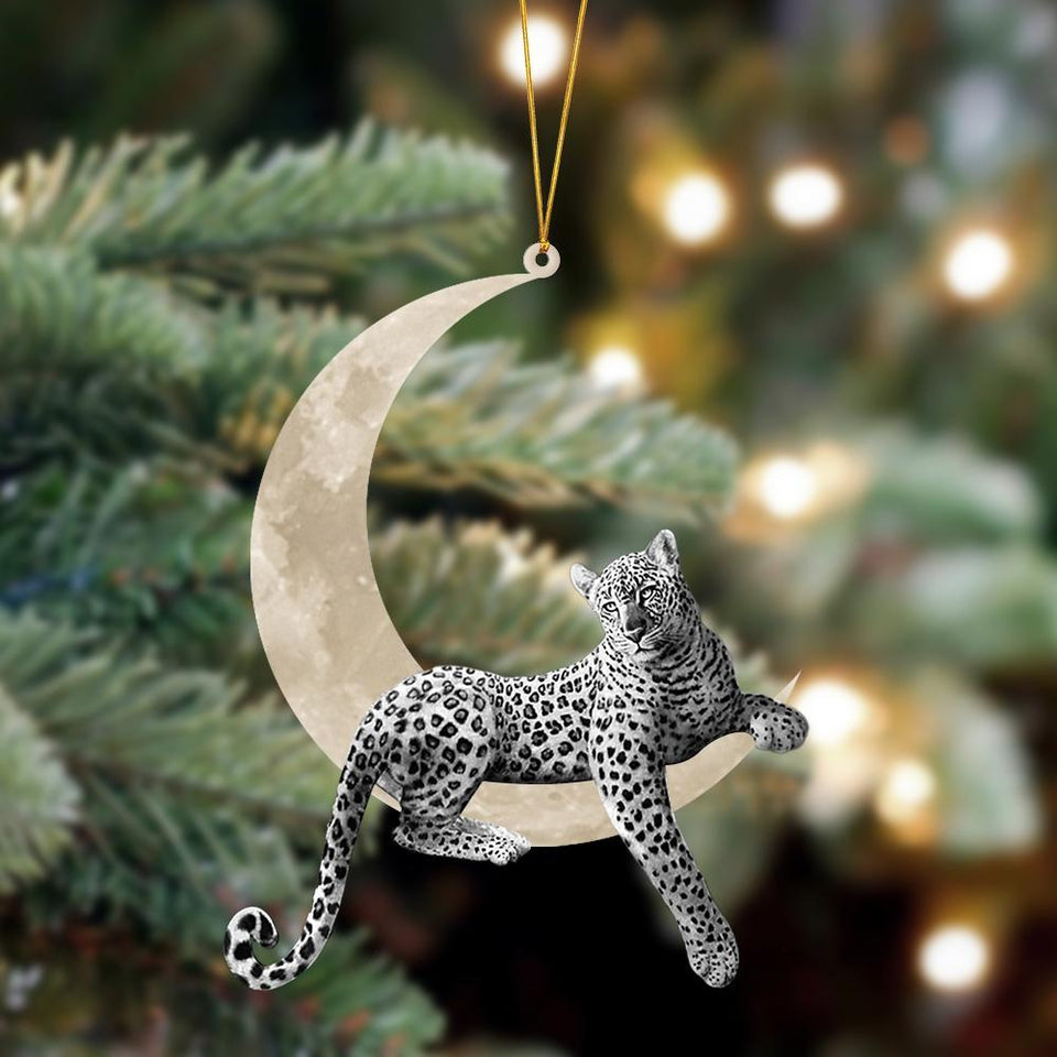 Godmerch- Ornament- Leopard Sits On The Moon Hanging Ornament Dog Ornament, Car Ornament, Christmas Ornament