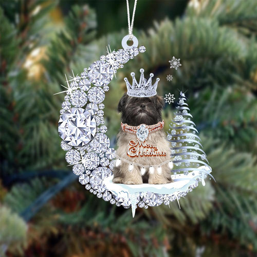 Lhasa Apso Diamond Moon Merry Christmas Ornament Dog Ornament