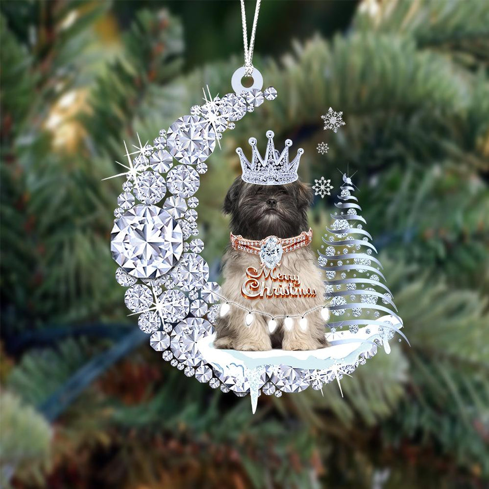 Lhasa Apso Diamond Moon Merry Christmas Ornament Dog Ornament