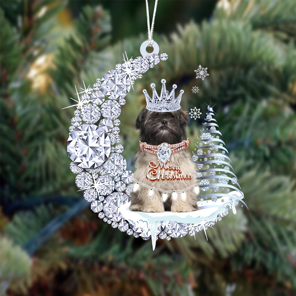 Lhasa Apso Diamond Moon Merry Christmas Ornament Dog Ornament