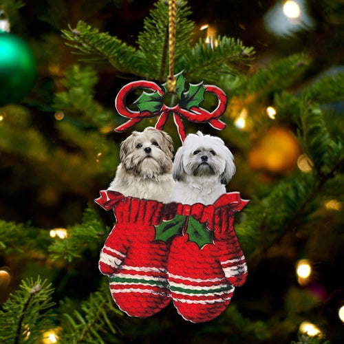 Lhasa Apso Inside Your Gloves Christmas Holiday-Two Sided Ornament Christmas 2022 Ornament Gift