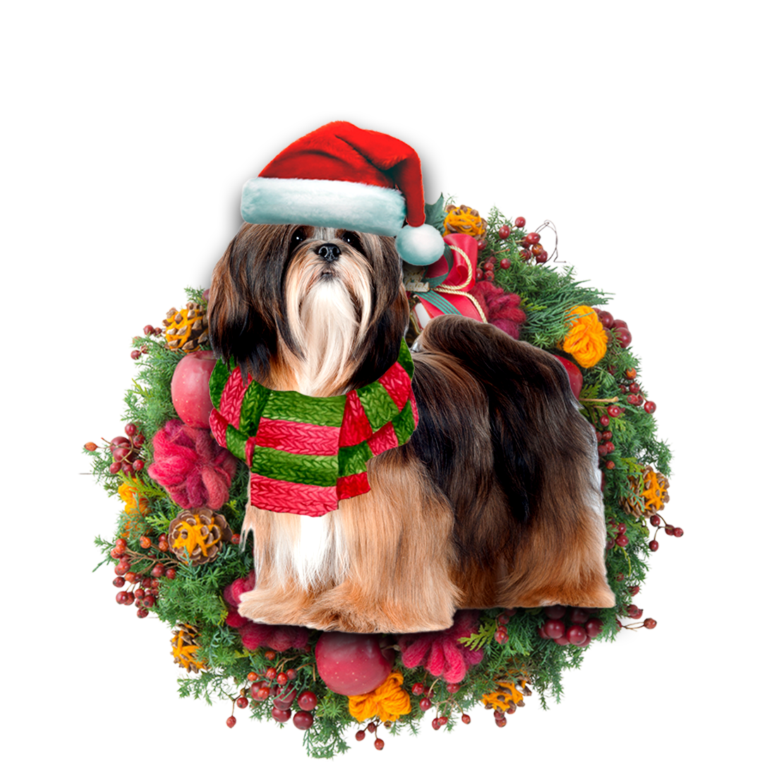 Godmerch- Ornament- Lhasa Apso Christmas Ornament, Happy Christmas Ornament, Car Ornament