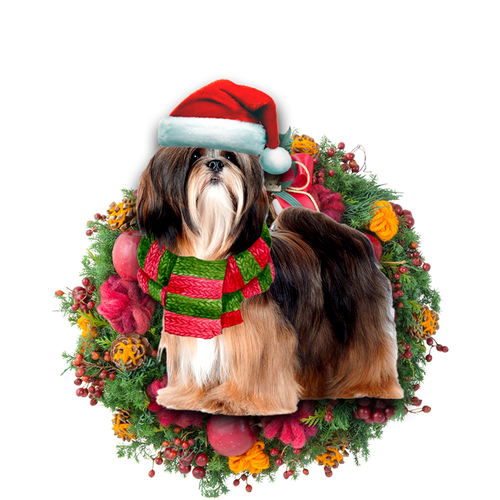 Godmerch- Ornament- Lhasa Apso Christmas Ornament, Happy Christmas Ornament, Car Ornament