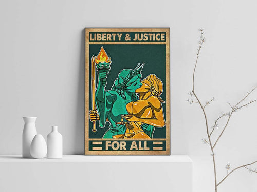 Liberty and Justice For All poster, Equality print art, LGBT Canvas And Poster, Wall Decor Visual Art