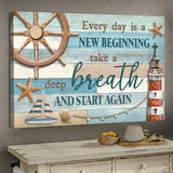 Lighthouse Boat Every day is a new beginning - Matte Canvas