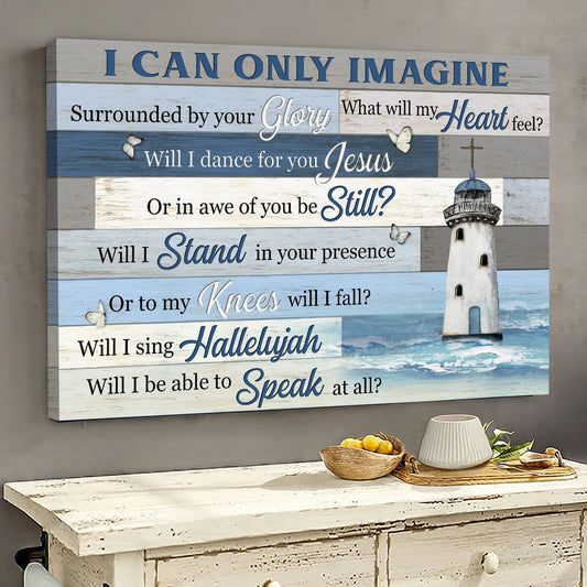 Lighthouse drawing Blue ocean I can only imagine - Matte Canvas