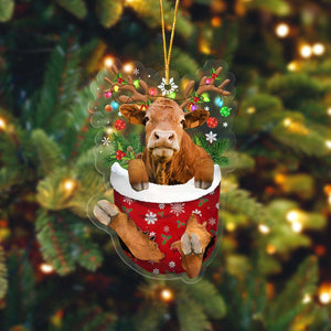 Limousin In Pocket Acrylic Ornament, Farm Christmas Ornament