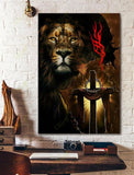 Lion Cross Christian Faith - Matte Canvas