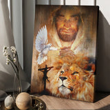 Lion King, Dove, Jesus painting, Pray for healing - Matte Canvas