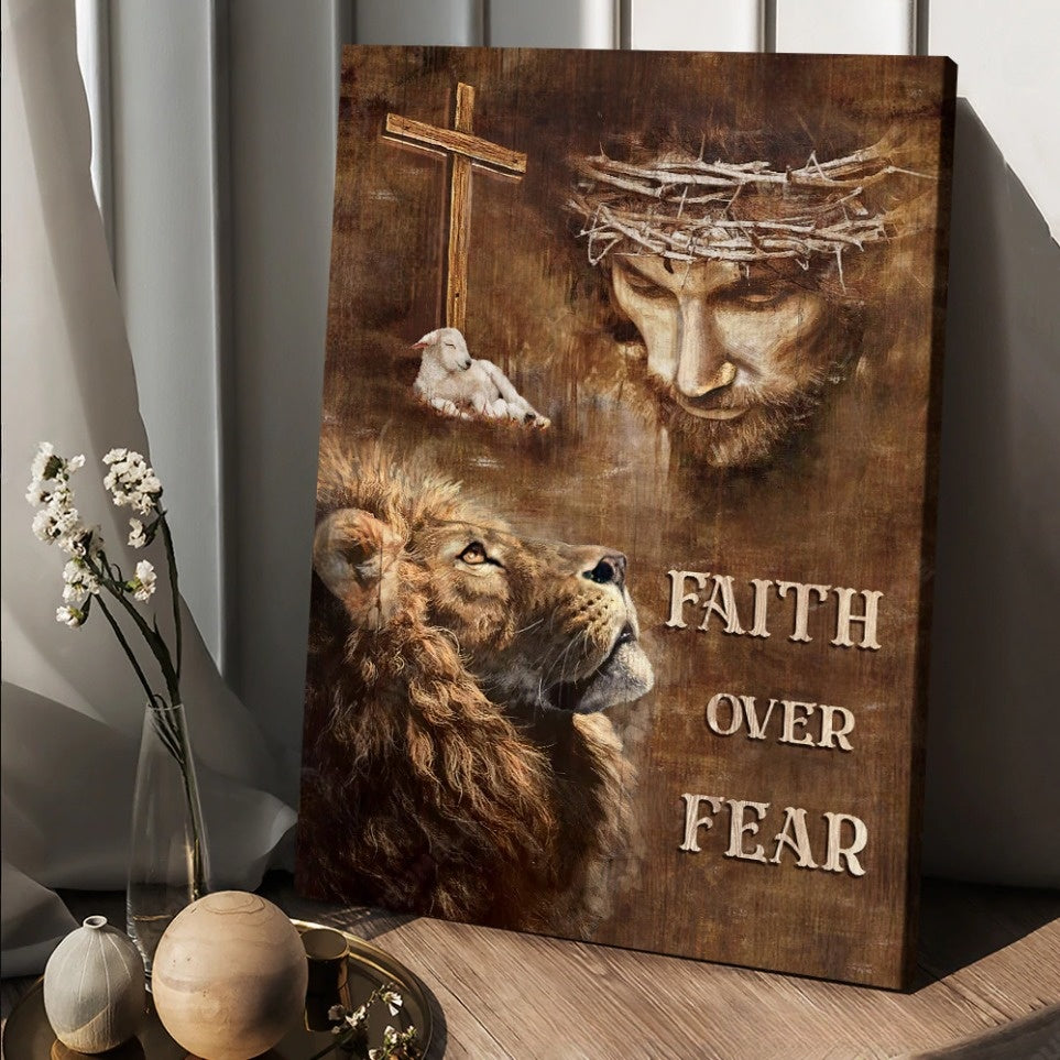 Lion of Judah Jesus painting the lamb Faith over fear - Matte Canvas