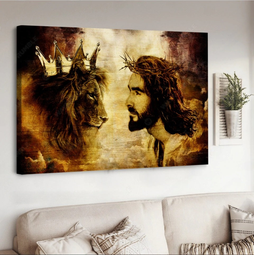 Lion of Judah King of Kings Jesus painting - Matte Canvas