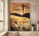 Lion and Lamb Sunset Painting It is finished he is risen - Matte Canvas