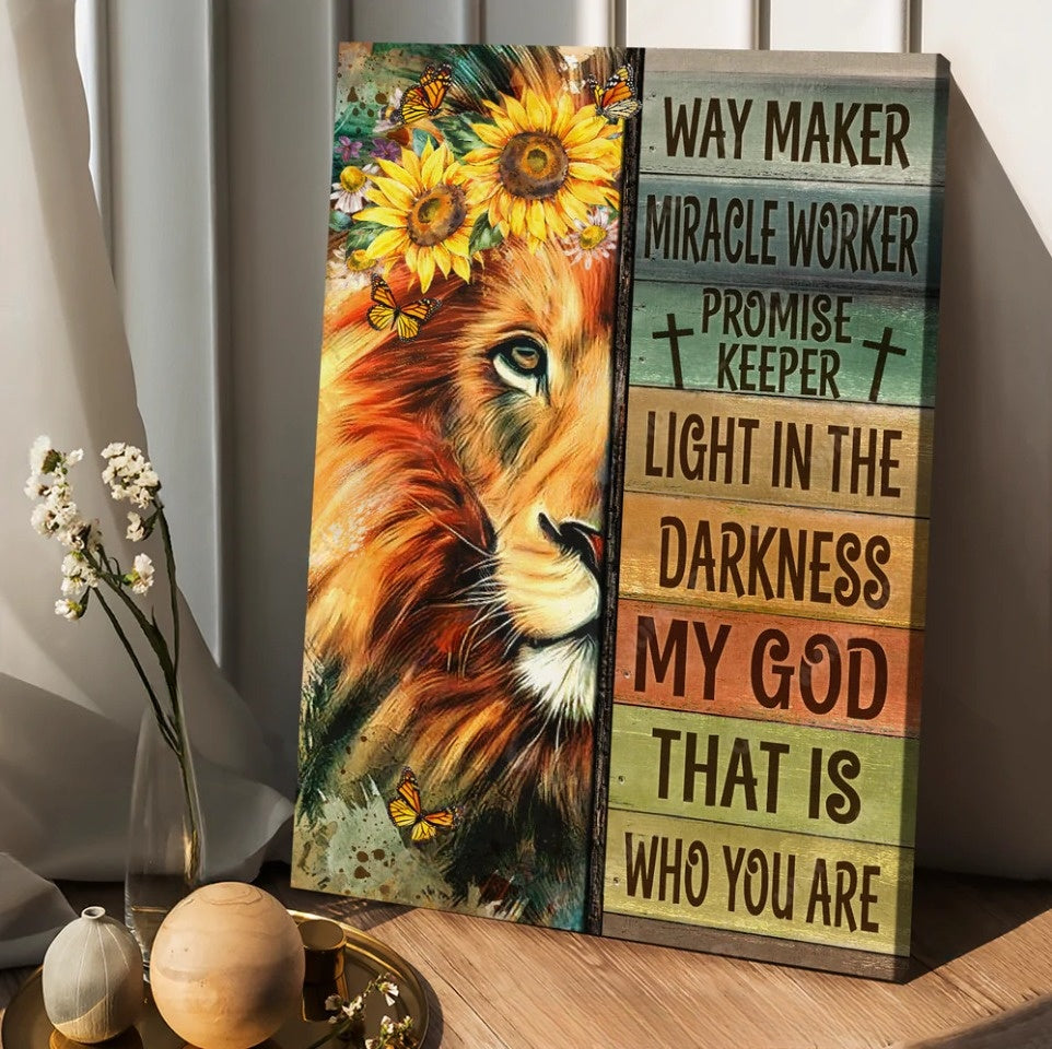 Lion of Judah Sunflower wreath Way maker miracle worker - Matte Canvas
