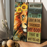 Lion of Judah Sunflower wreath Way maker miracle worker - Matte Canvas