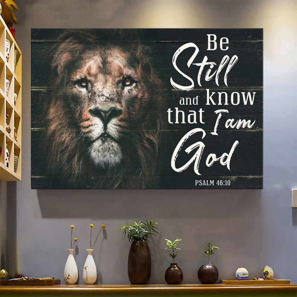 Lion painting be still and know that I am God - Matte Canvas