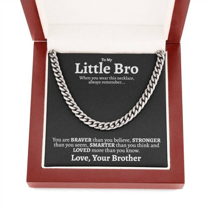 Little Brother Necklace, Loved More Than You Know, Best Little Brother Gifts, Big Brother Little Brother Gift, Cuban Link Chain Necklace - TGV