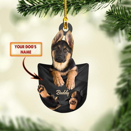 Little German Shepherd In Pocket Christmas Ornament