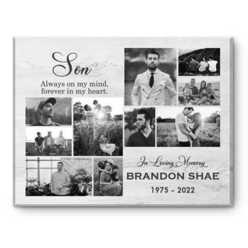 Memorial Gift For Loss Of Son, Son Memorial Photo Collage Canvas, Son Memorial Gift