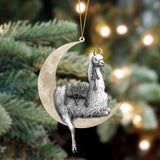 Godmerch- Ornament- Llama Sits On The Moon Hanging Ornament Dog Ornament, Car Ornament, Christmas Ornament