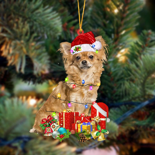Ornament- Long haired Tan Chihuahua-Dog Be Christmas Tree Hanging Ornament, Christmas Ornament, Car Ornament