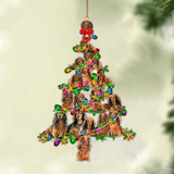 Ornament- Long haired Dachshund-Christmas Tree Lights-Two Sided Ornament, Christmas Ornament, Car Ornament
