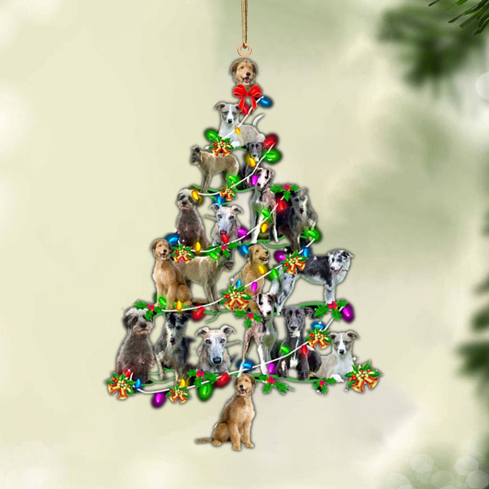 Godmerch- Ornament- Lurcher-Christmas Tree Lights-Two Sided Ornament, Happy Christmas Ornament, Car Ornament