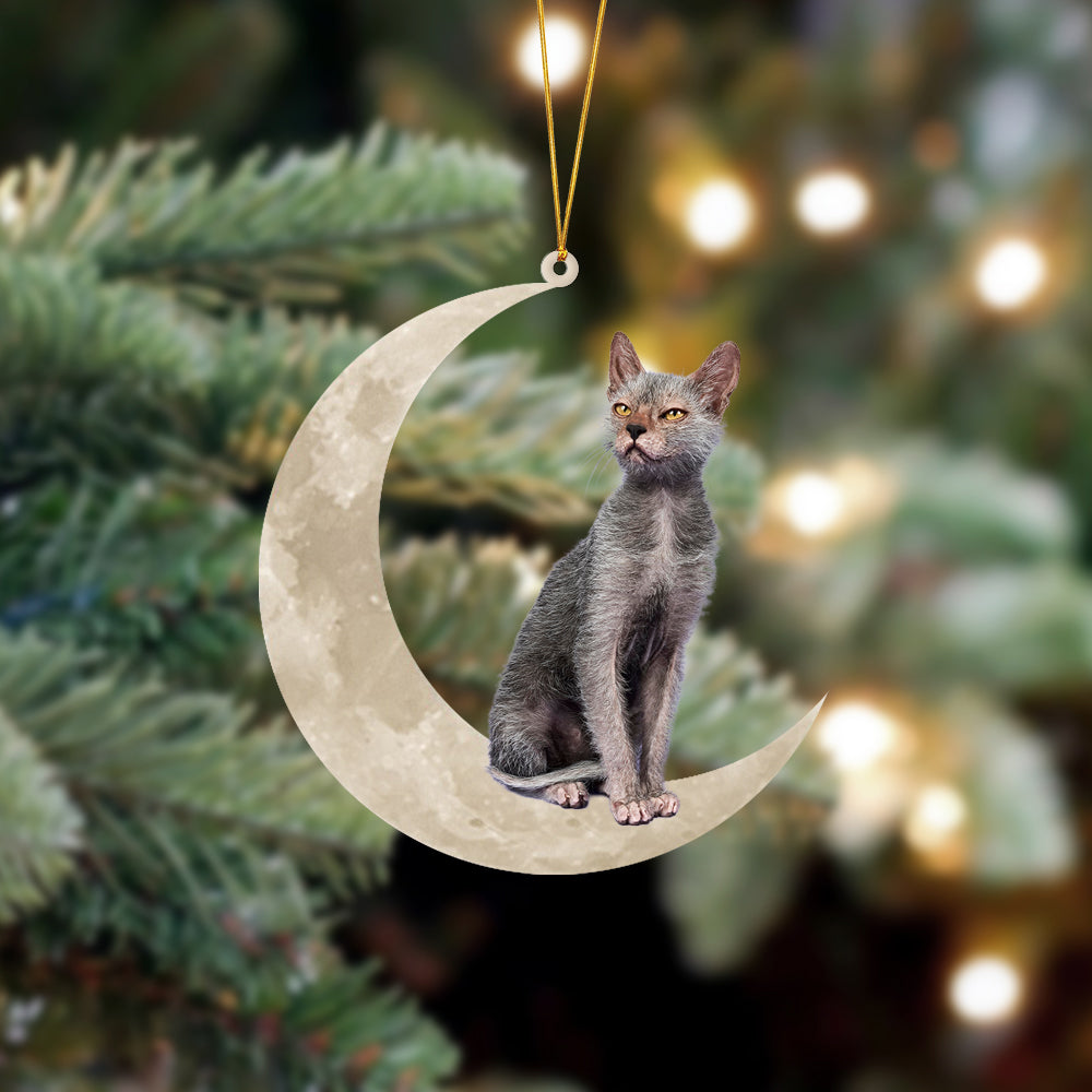 Lykoi Cat Sits On The Moon Hanging Ornament Cat Christmas Acrylic Ornament