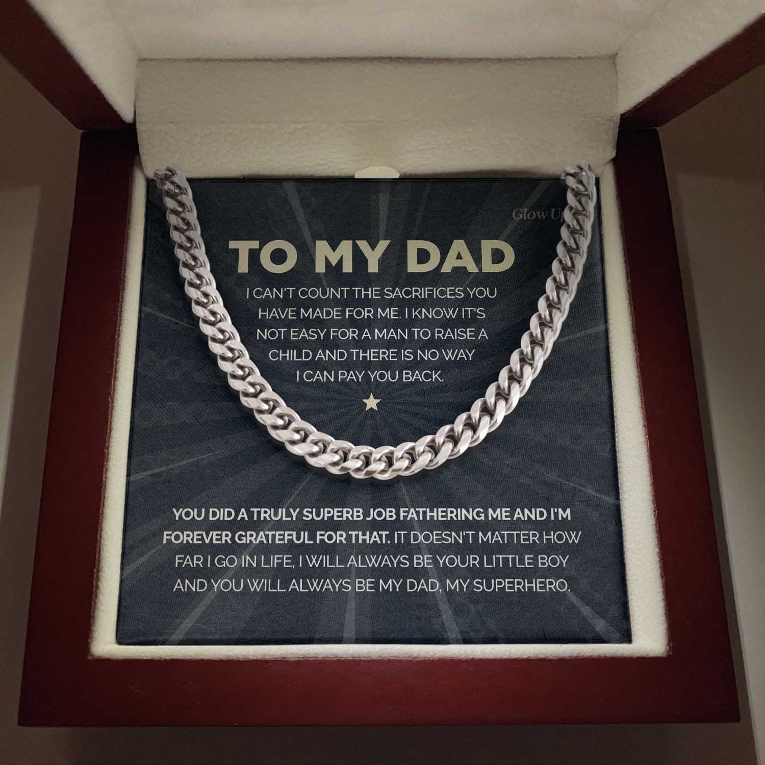 To my Dad - Always be your little boy - Cuban Link Chain Gift For Man Husband Gift For Birthday