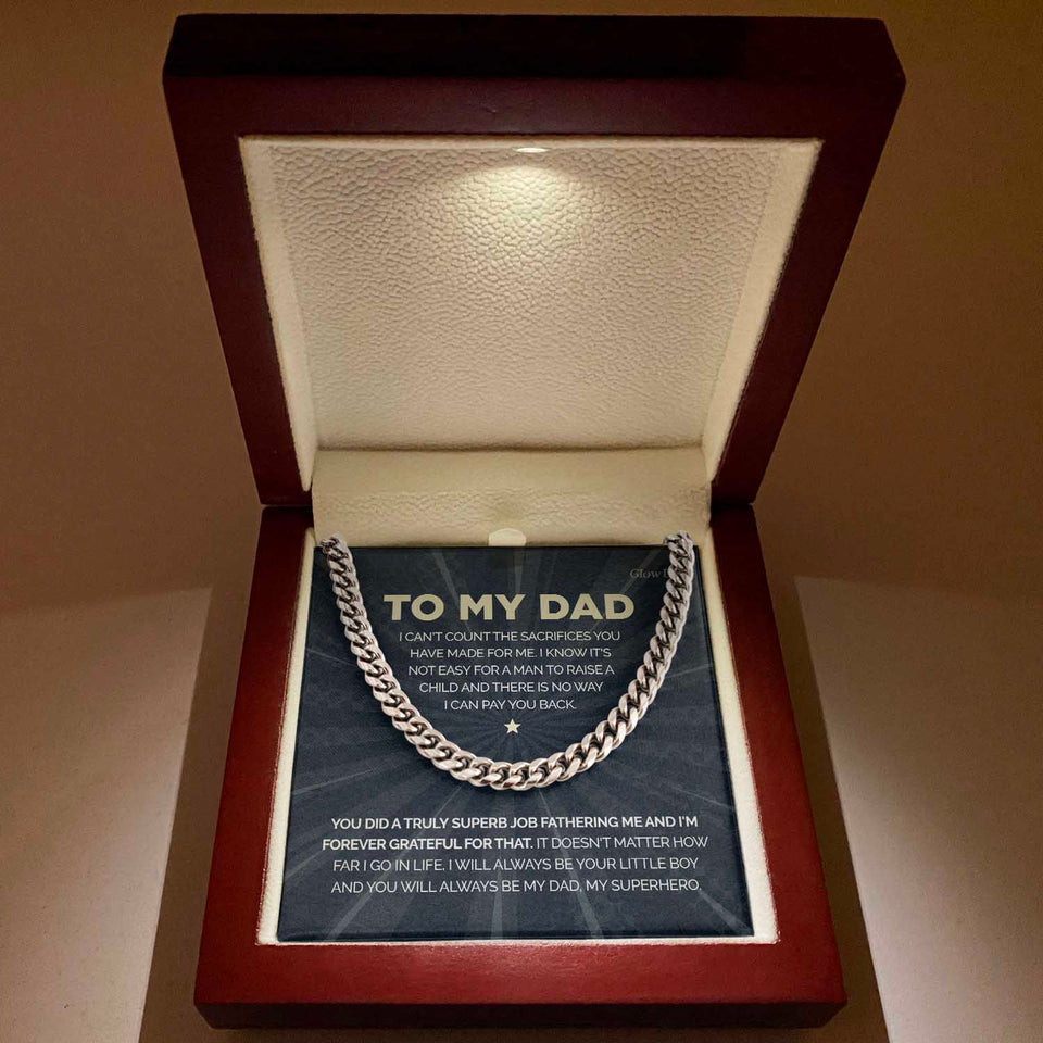 To my Dad - Always be your little boy - Cuban Link Chain Gift For Man Husband Gift For Birthday