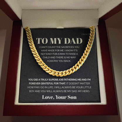 Pamaheart- To my Dad - It's not easy for a man to raise a child - Cuban Link Chain, Gift For Man, Husband, Gift For Birthday, Christmas