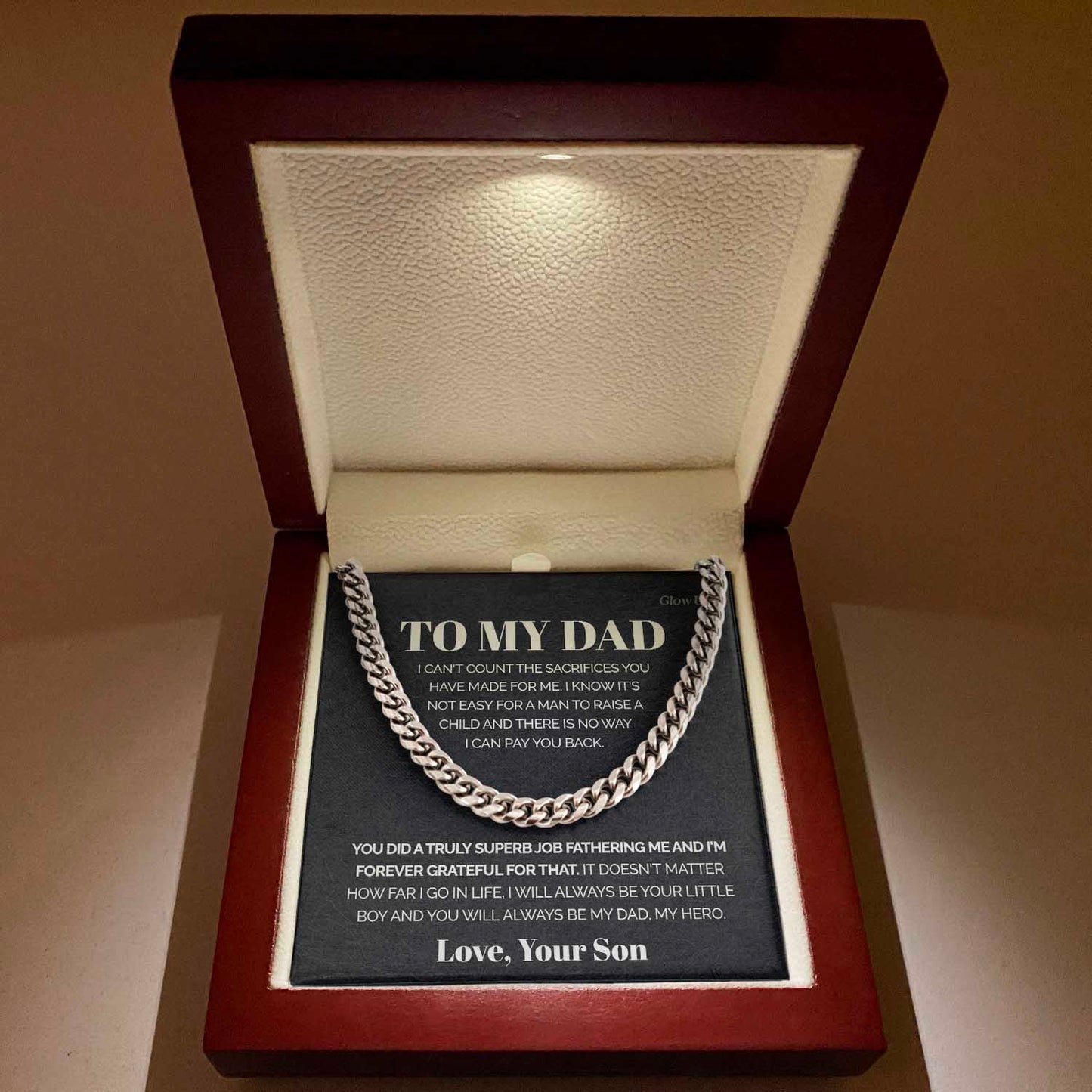 Pamaheart- To my Dad - It's not easy for a man to raise a child - Cuban Link Chain, Gift For Man, Husband, Gift For Birthday, Christmas