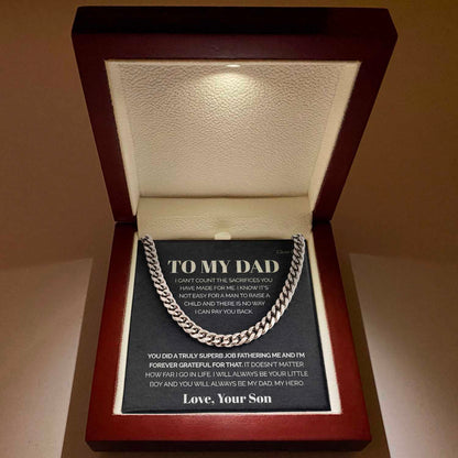 Pamaheart- To my Dad - It's not easy for a man to raise a child - Cuban Link Chain, Gift For Man, Husband, Gift For Birthday, Christmas