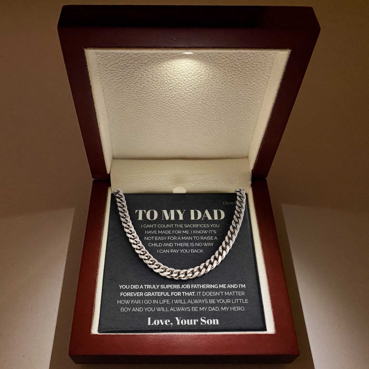 To my Dad - It's not easy for a man to raise a child - Cuban Link Chain Gift For Man Husband Gift For Birthday