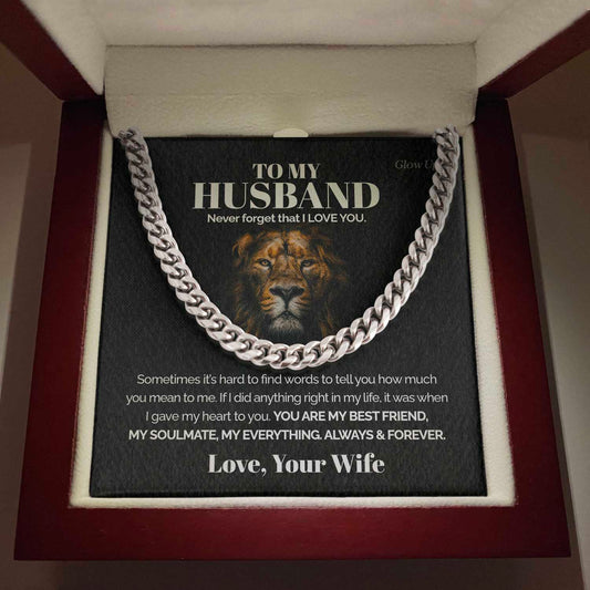 Pamaheart- To my Husband - Never forget that I love you - Cuban Link Chain, Gift For Man, Husband, Gift For Birthday, Christmas