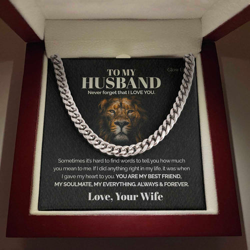 Pamaheart- To my Husband - Never forget that I love you - Cuban Link Chain, Gift For Man, Husband, Gift For Birthday, Christmas