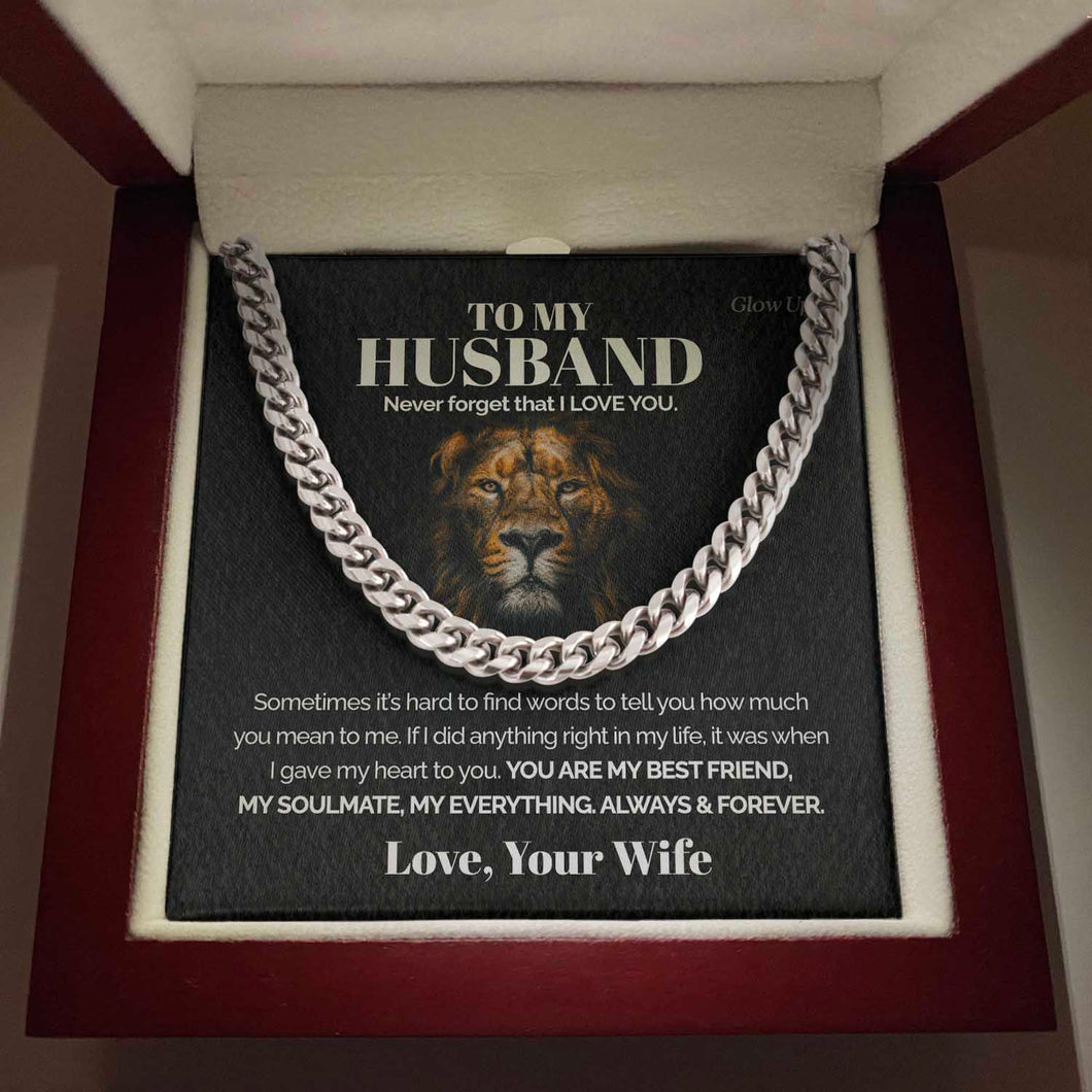 Pamaheart- To my Husband - Never forget that I love you - Cuban Link Chain, Gift For Man, Husband, Gift For Birthday, Christmas