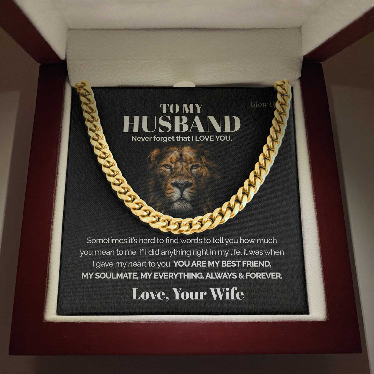 Pamaheart- To my Husband - Never forget that I love you - Cuban Link Chain, Gift For Man, Husband, Gift For Birthday, Christmas