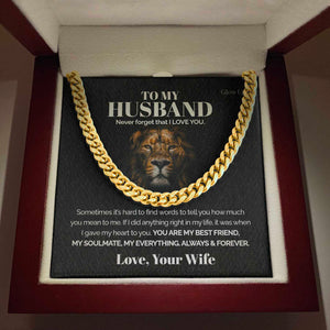 Pamaheart- To my Husband - Never forget that I love you - Cuban Link Chain, Gift For Man, Husband, Gift For Birthday, Christmas
