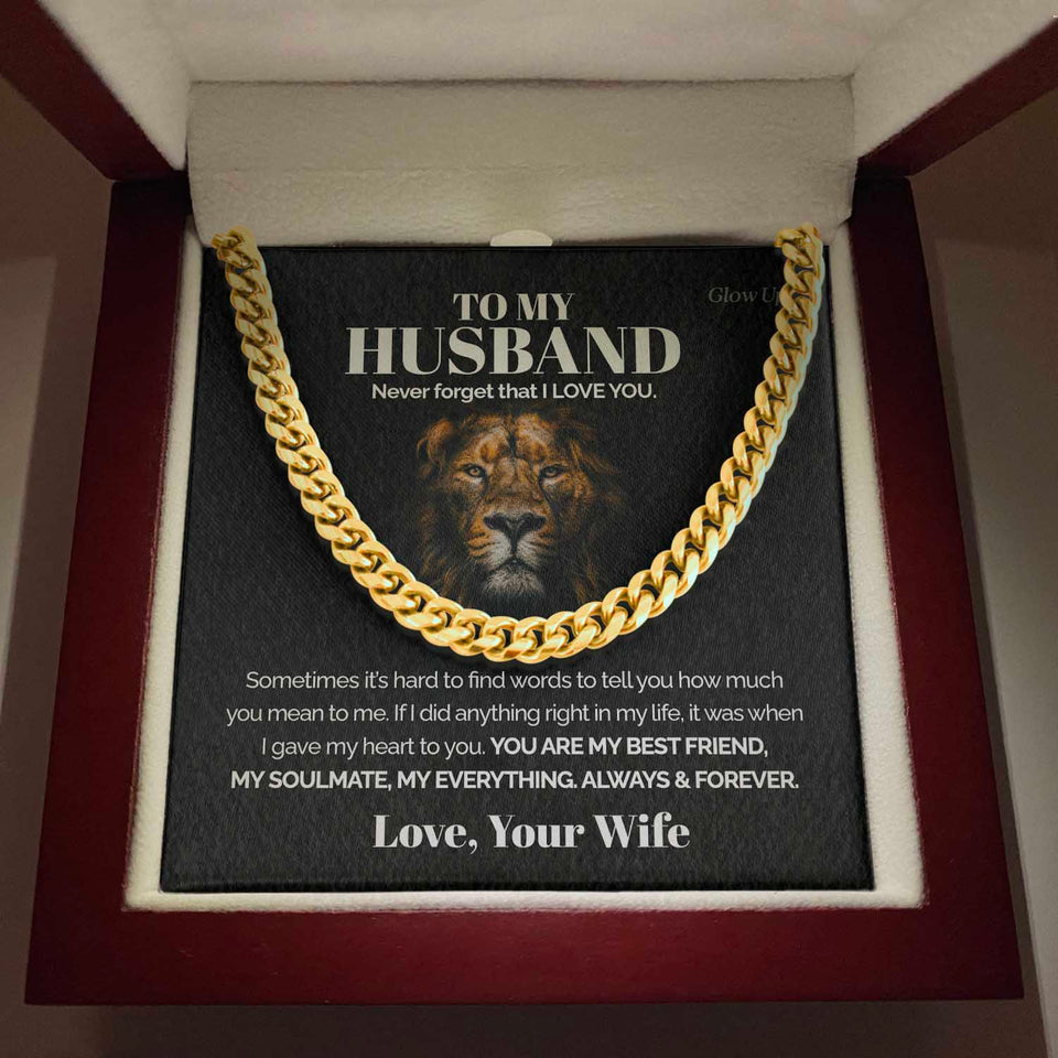 Pamaheart- To my Husband - Never forget that I love you - Cuban Link Chain, Gift For Man, Husband, Gift For Birthday, Christmas