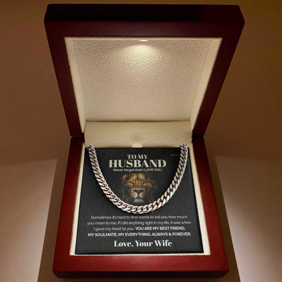 Pamaheart- To my Husband - Never forget that I love you - Cuban Link Chain, Gift For Man, Husband, Gift For Birthday, Christmas