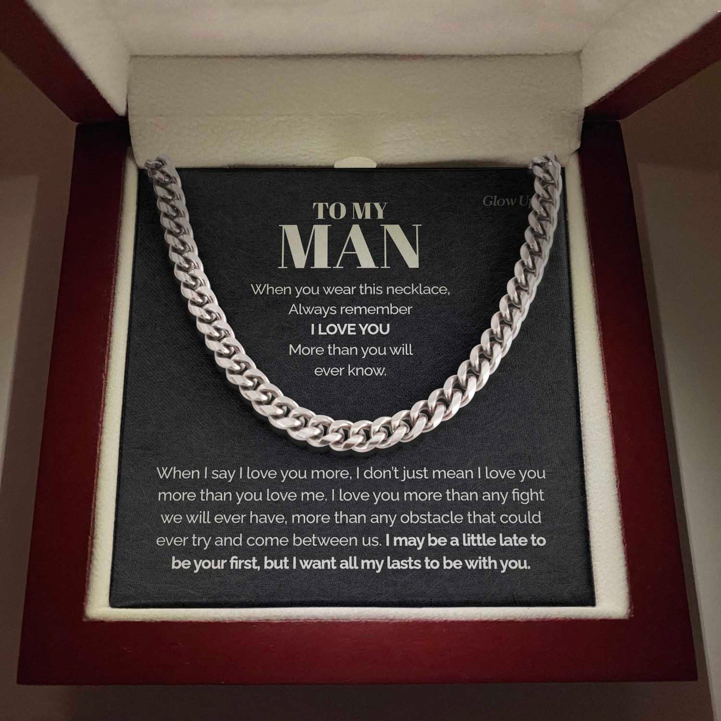 Pamaheart- To my Man - Always remember I love you - Cuban Link Chain, Gift For Man, Husband, Gift For Birthday, Christmas