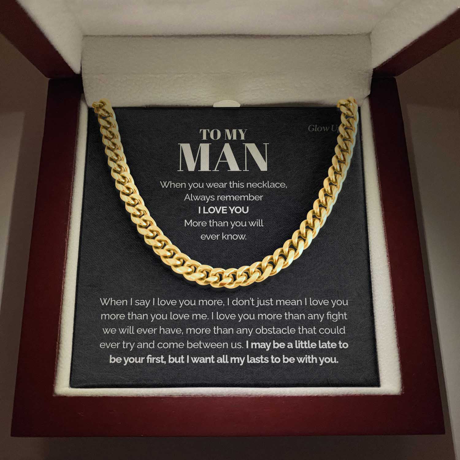 Pamaheart- To my Man - Always remember I love you - Cuban Link Chain, Gift For Man, Husband, Gift For Birthday, Christmas