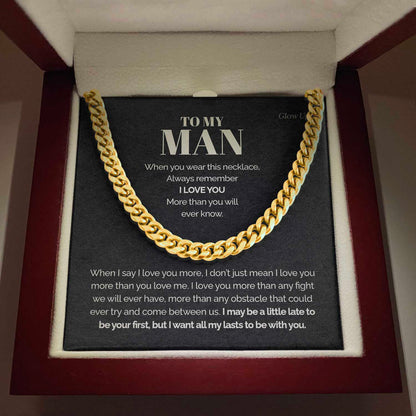 Pamaheart- To my Man - Always remember I love you - Cuban Link Chain, Gift For Man, Husband, Gift For Birthday, Christmas