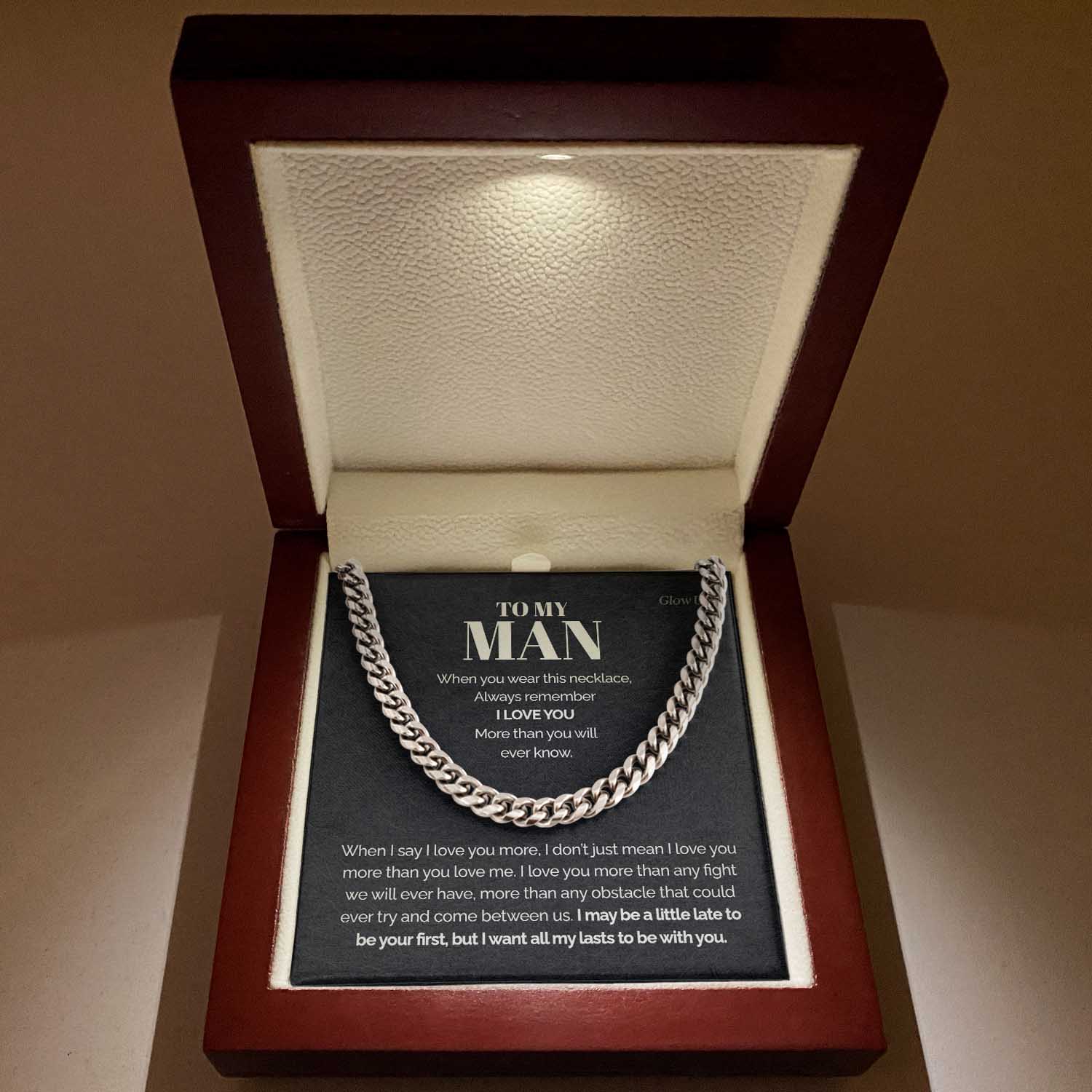 Pamaheart- To my Man - Always remember I love you - Cuban Link Chain, Gift For Man, Husband, Gift For Birthday, Christmas