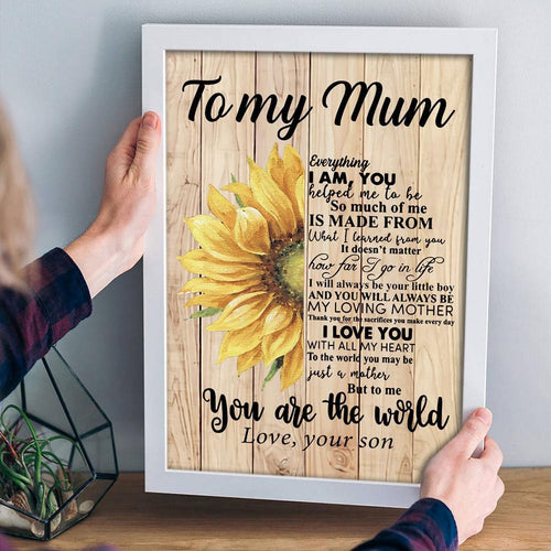 To My Mum From Son Sunflower Canvas Wall Art, Wall Decor Visual Art