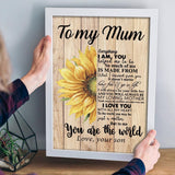 To My Mum From Son Sunflower Canvas Wall Art, Wall Decor Visual Art